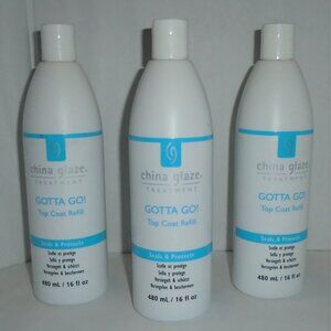 China Glaze Treatment GOTTA GO Top Coat Refill 16oz Bottle x3 Seals & Protects